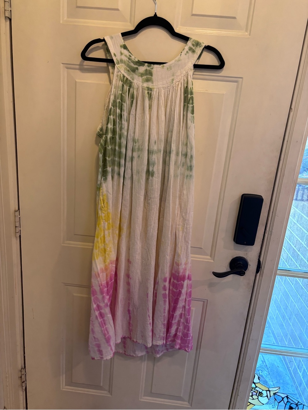 Advance Apparels Green Yellow Pink Tie-Dye Midi Dress - Picture 4 of 4